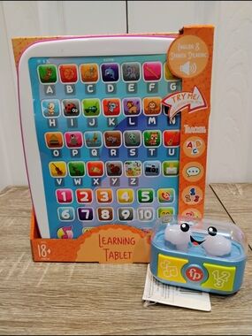 Toymazing English Spanish Learning Tablet & Fisher-Price Ear Buds Bundle